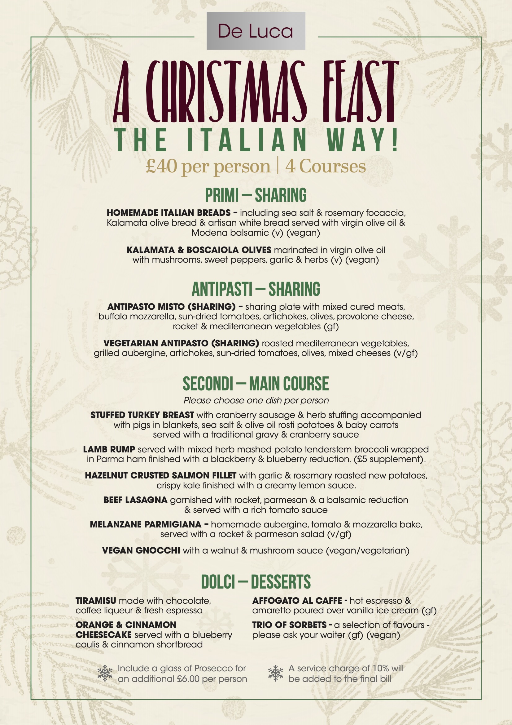 Luca menu on sale